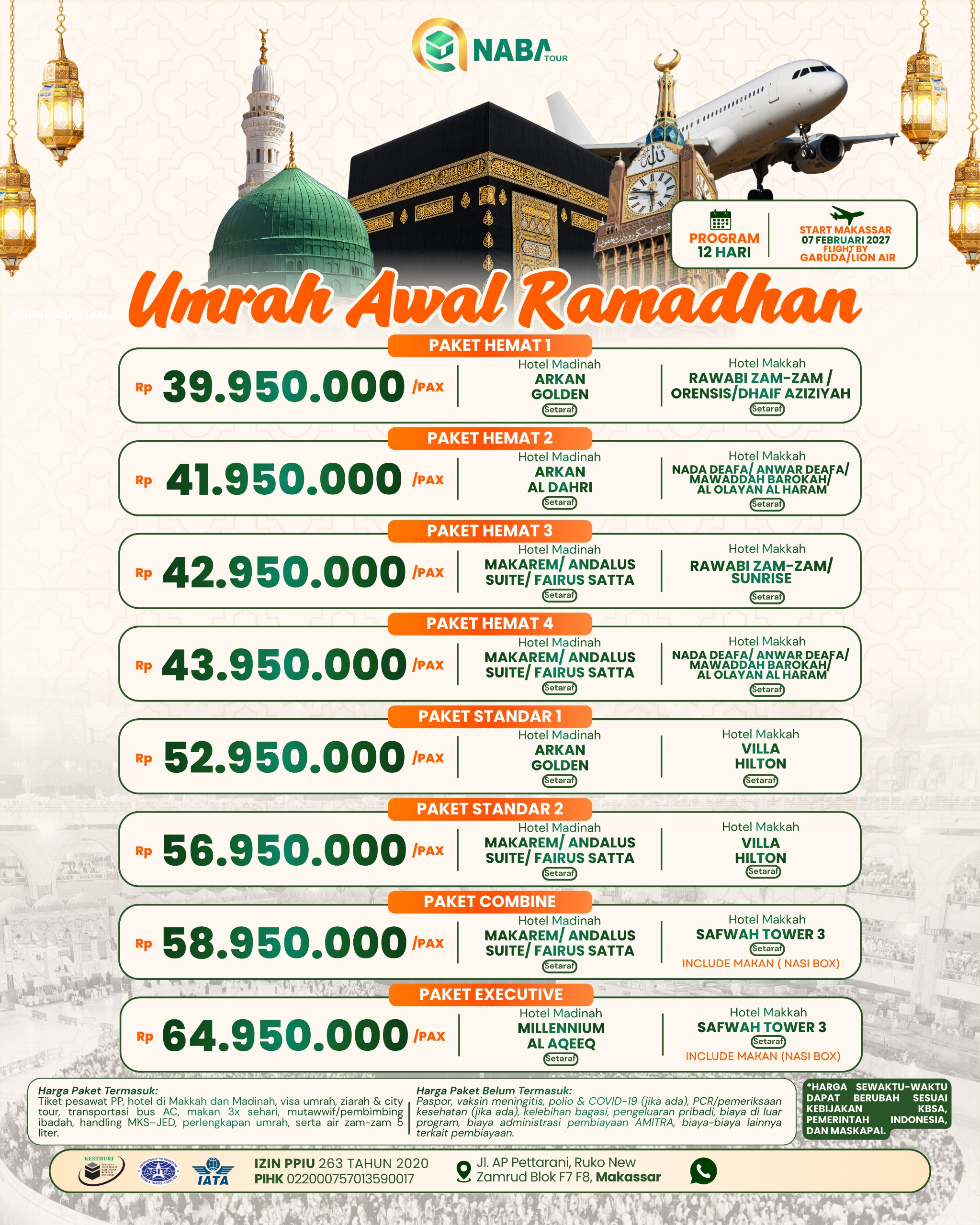 Paket Umrah Awal Ramadan 2027 Naba Tour Makassar